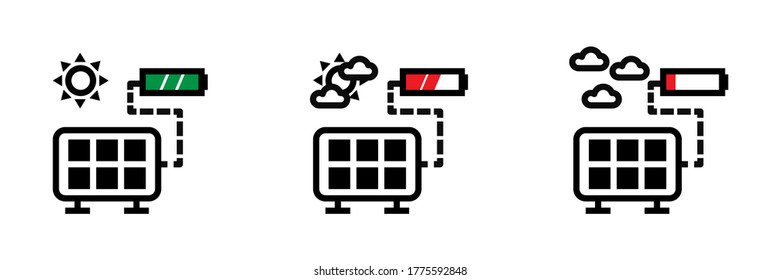 Renewable energy from sun light, solar cell application icon for save the earth environment instead fuel electrical generate