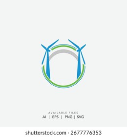 Renewable energy technology logo design, Green energy company branding identity, Wind power electricity generation symbol