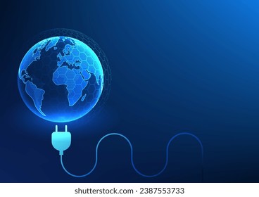 Renewable energy technology A world with electrical outlets plugged in Refers to the use of renewable energy that helps reduce pollution. and global warming It's clean energy.