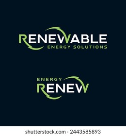 Renewable Energy Text lettering Logo design vector template