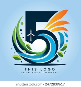 Logotipo del quinto aniversario temático de la energía renovable