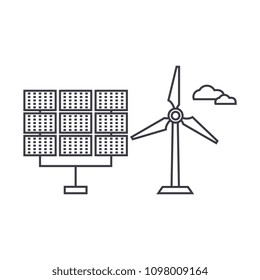 Renewable energy thin line icon concept. Renewable energy linear vector sign, symbol, illustration.