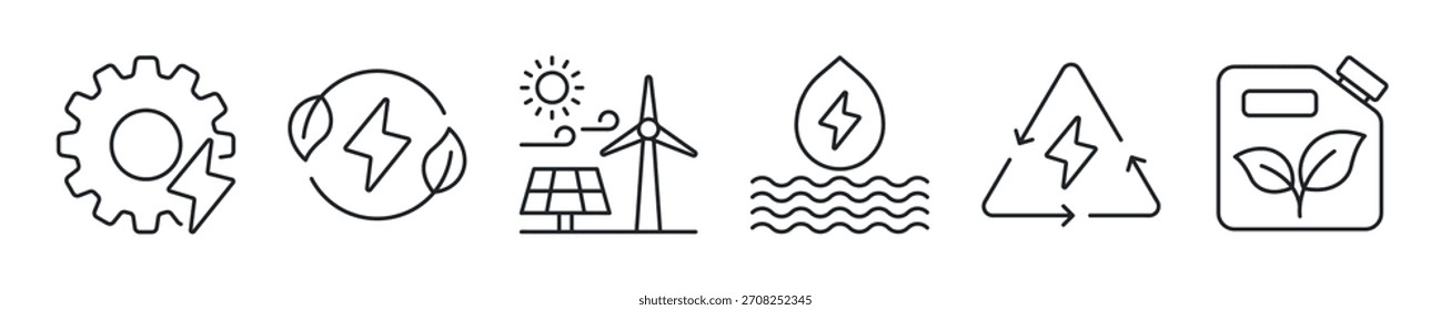 Renewable energy  thin line icon set. Web minimal icons