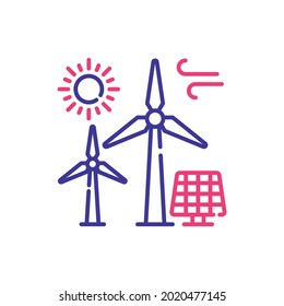 Renewable energy vector 2 colours icon style illustration. EPS 10 file