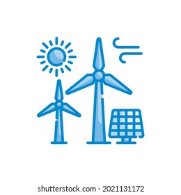 Renewable energy vector blue colours icon style illustration. EPS 10 file