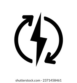 Renewable energy vector icon isolated on white background. Rechargeable sign.