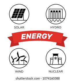 Renewable energy vector illustration. Renewable energy concept in flat style. Energy solar and wind power 