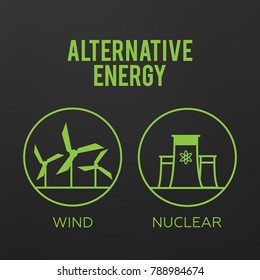 Renewable energy vector illustration. Renewable energy concept in flat style. Energy solar and wind power 