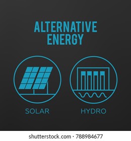 Renewable energy vector illustration. Renewable energy concept in flat style. Energy solar and wind power 