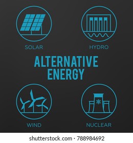 Renewable energy vector illustration. Renewable energy concept in flat style. Energy solar and wind power 
