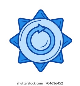 Vektorsymbol für erneuerbare Energien, einzeln auf weißem Hintergrund. Symbol für erneuerbare Energien für Infografik, Website oder App. Blaues Symbol für ein Gittersystem.