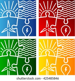 renewable energy vector sign logo set