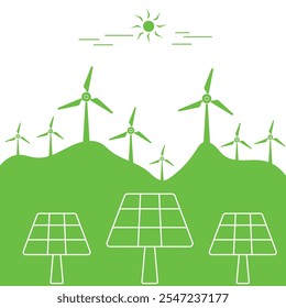 renewable energy vector symbols.Green cities eco friendly idea concept.
