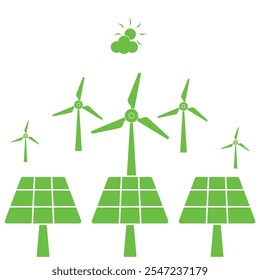 renewable energy vector symbols.Green cities eco friendly idea concept.