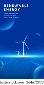 Energia renovável vertical placa tecnologia sentido ilustração turbina eólica