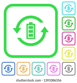 Renewable energy vivid colored flat icons in curved borders on white background