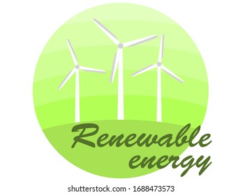 Renewable energy. Wind generators green energy banner on a white background. Vector illustration