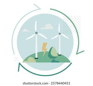 Renewable Energy Wind Turbine to Greener Future - Stock Illustration as EPS 10 File