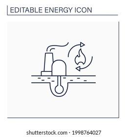 Renewable fossil fuels line icon. Heat source. Energy converted to electricity. Electricity station concept. Isolated vector illustration. Editable stroke