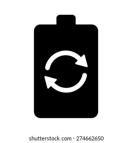 Renewable green energy battery flat vector icon for websites
