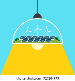 Renewable and green energy concept flat design, vector illustration