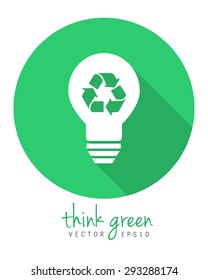 Renewable and green energy concept with lightbulb in flat design