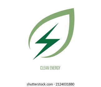 Renewable green energy icon template design. Electric charge leaf sign. Sustainable eco energy company symbol. Vector illustration.
