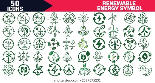 Ícone de Economia de Energia Verde Renovável Ilustração do Vetor de Símbolo de Energia Econômica para Sustentabilidade