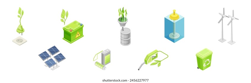 Renewable Green Energy Source Technology and Facility Vector Set