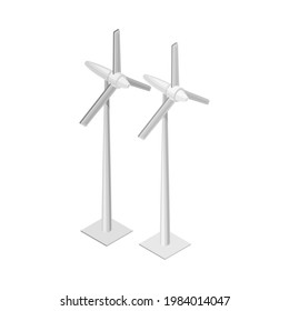 Renewable Green Energy Source with Wind Generator Isometric Vector Illustration