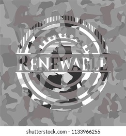 Renewable grey camo emblem