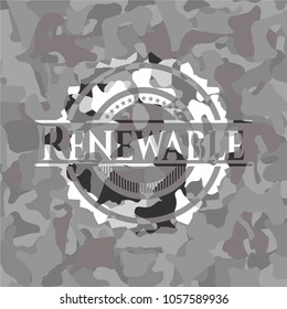 Renewable grey camouflaged emblem