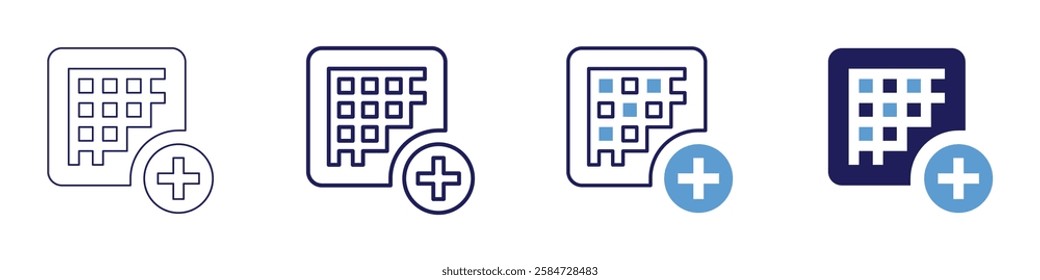 Renewable grid icon in 4 different styles. Thin Line, Line, Bold Line, Duotone. Duotone style. Editable stroke.