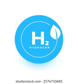 renewable h2 hydrogen power energy with leaf design vector