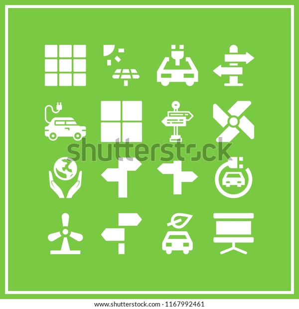 renewable icon. 16 renewable vector set. panels,\
windmill, grid and world in your hands icons for web and design\
about renewable\
theme