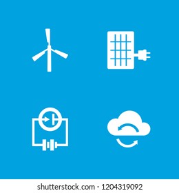 Renewable icon. collection of 4 renewable filled icons such as mill, electricity, cloud sync. editable renewable icons for web and mobile.