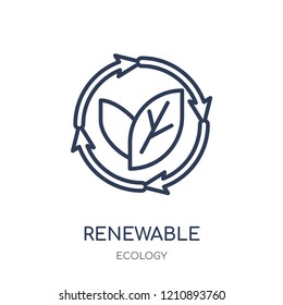 Renewable icon. Renewable linear symbol design from Ecology collection. Simple outline element vector illustration on white background.