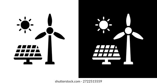 Renewable Icon Set. Clean Line Design With Light And Dark Versions For Versatile Use