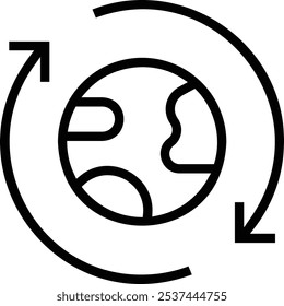 ícone renovável. Design de estilo linear fino isolado em fundo branco