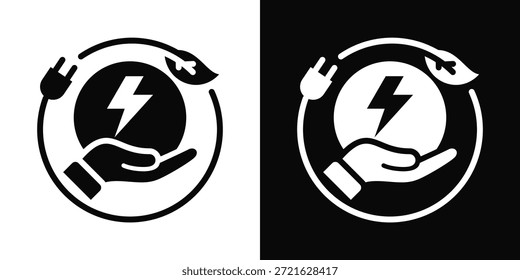 Icono Renovable Estilo De Fondo Blanco Y Negro