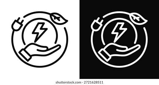 Icono Renovable Estilo De Fondo Blanco Y Negro