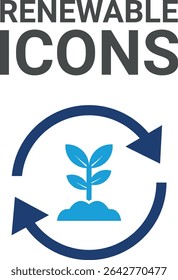 Renewable icons, Icons Set of Green Eco-Friendly and Symbols for Sustainability and Environmental Awareness