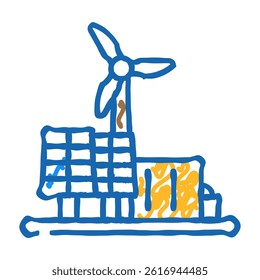 renewable integration energy doodle icon sketch vector. renewable integration energy sign. isolated symbol illustration