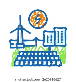 renewable integration energy doodle icon sketch vector. renewable integration energy sign. isolated symbol illustration