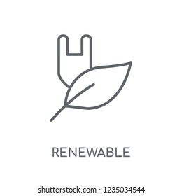 Renewable linear icon. Modern outline Renewable logo concept on white background from Ecology collection. Suitable for use on web apps, mobile apps and print media.