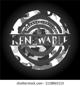 Renewable on grey camo pattern