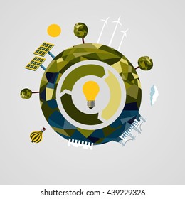 Renewable power concept. Alternative energy sources sign.