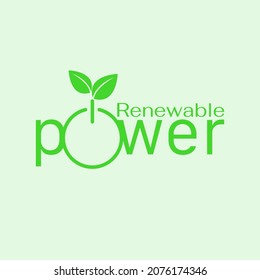 Diseño tipográfico de potencia renovable. Estilo de diseño plano de la ilustración del vector.
