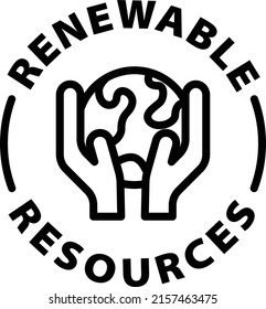 renewable resources black outline badge icon label isolated vector on transparent background