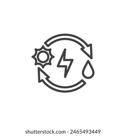 Renewable Resources line icon. linear style sign for mobile concept and web design. Renewable Energy outline vector icon. Symbol, logo illustration. Vector graphics